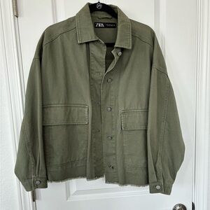 Zara Over sized Zara olive green denim jacket XSmall size in excellent condition